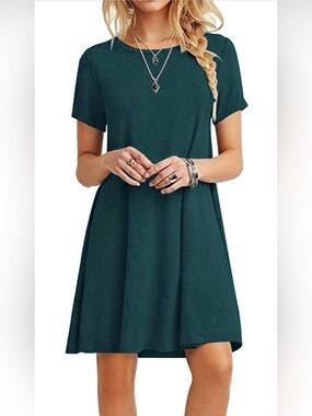 Teal Short-Sleeve Knit Dress